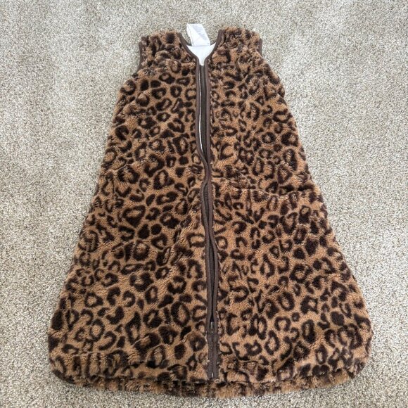 Pottery Barn Baby Halo Sleep Sack Small 0-6 months Leopard Print Cozy - Picture 2 of 8